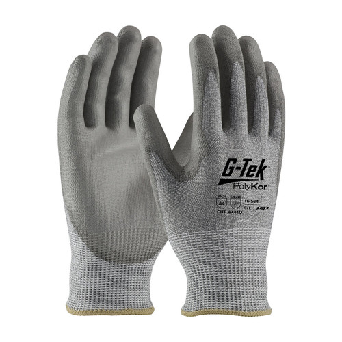 PIP 16-564 G-TEK Polykor Industry Grade Seamless Knit Polykor Blended Glove With Polyurethane Coated Smooth Grip On Palm & Fingers, Cut Resistant Glove, A4