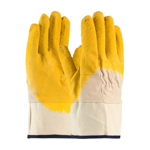 PIP 55-3243 Armor Latex Coated Glove with Canvas Liner and Crinkle Finish on Palm, Fingers & Knuckles - Rubberized Safety Cuff