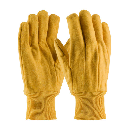 PIP 93-568 Economy Grade Cotton Chore Glove with Single Layer Palm/Back and Nap-out Finish - Knitwrist