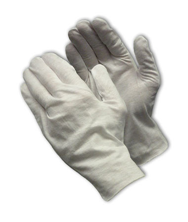 PIP 97-521/10 CleanTeam Medium Weight Cotton Lisle Inspection Glove with Unhemmed Cuff - 10.5"