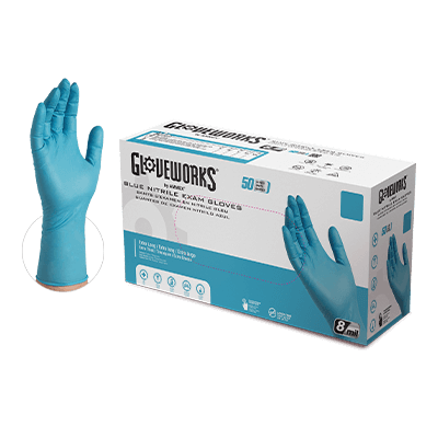 Ammex GPNHD Gloveplus HD Exam Grade Heavy Duty 8 Mil Nitrile Gloves, Powder Free