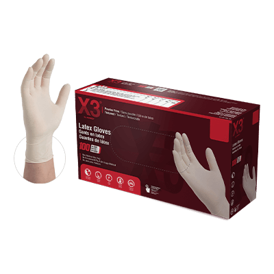 Ammex LX3 Industrial Grade Latex Gloves, Powder Free