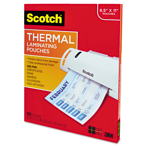 Scotch MMMTP3854100 Letter Size Thermal Laminating Pouches, 3 mil, 11 1/2 x 9, 100/Pack