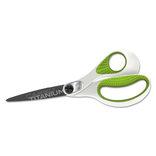 Westcott ACM16447 Carbo Titanium Bonded Scissors, 8" Long, Straight Handle, White/Green