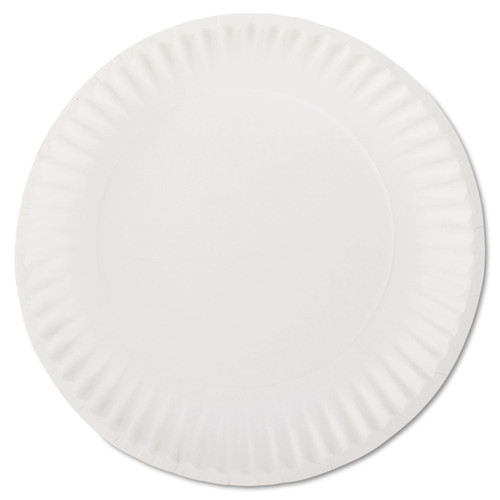 AJM Packaging Corporation AJMPP9GREWH White Paper Plates, 9" Diameter, 100/Pack, 10 Packs/Case