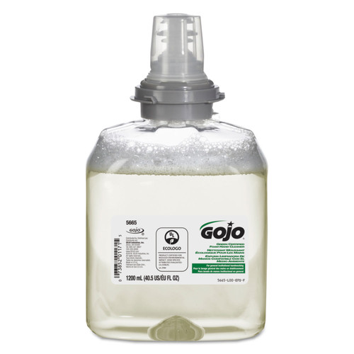GOJO GOJ566502CT TFX Green Certified Foam Hand Cleaner Refill, Unscented, 1200mL, 2/Case