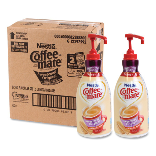 Coffee-mate NES13799CT Liquid Coffee Creamer, Sweetened Original, 1.5 Liter Pump Bottle, 2/Case