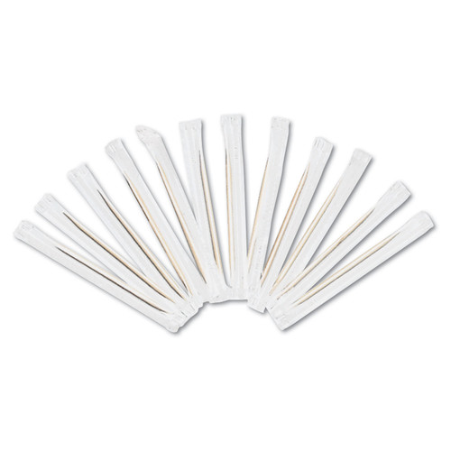 Royal RPPRIW15 Cello-Wrapped Round Wood Toothpicks, 2 1/2", Natural, 1000/Box, 15 Box/Case