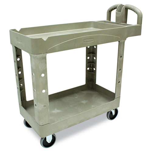 Rubbermaid Commercial RCP450088BG Heavy-Duty Utility Cart, Two-Shelf, 17-1/8w x 38-1/2d x 38-7/8h, Beige