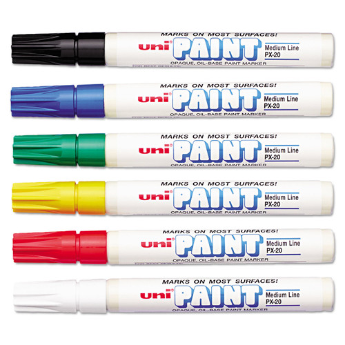 Sanford uni-Paint UBC63630 Permanent Marker, Medium Bullet Tip, Assorted Colors, 6/Set