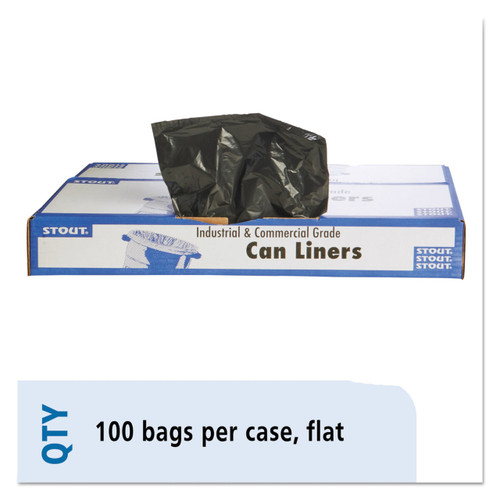 Stout by Envision STOT3860B15 100% Recycled Plastic Trash Bags, 55-60gal, 1.5mil, 38 x 60, Brown/Black, 100/CT