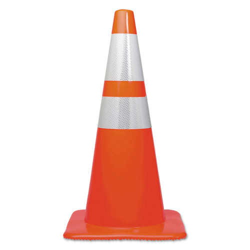 Tatco TCO25900 Traffic Cone, 28h x 14w x 14d, Orange/Silver