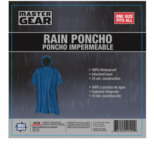 PIP Global Safety 49102/O One Size Orange Poncho 0.10 mm 52" x 80"