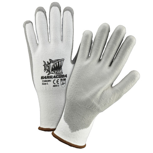 PIP Global Safety 713HGWU/XS XSmall Barracuda White HPPE shell with grey PU dip cut protection gloves