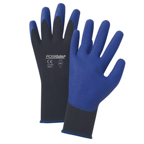 PIP Global Safety 713SPA/XS XSmall Air Injected Blue PVC Palm Coated Black Nylon Gloves