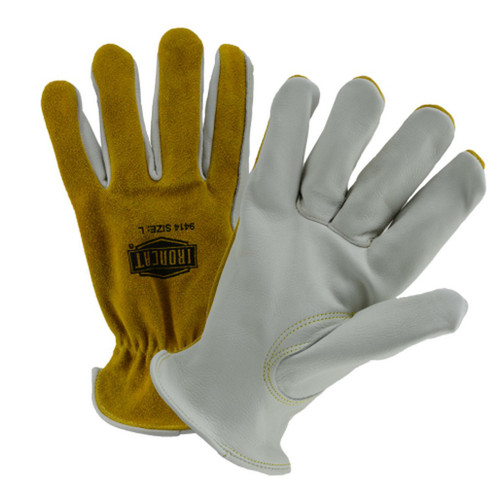 PIP 9414 Ironcat Premium Grade Top Grain Cowhide Leather Drivers Glove with Split Cowhide Back - Keystone Thumb