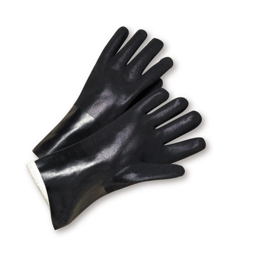 PIP Global Safety J1047RF 14" Standard Rough PVC Jersey Lined Black