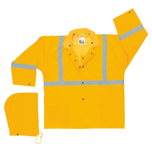 MCR Safety 2403RM Luminator, .35mm PVC/Polyester 3 pc suit, Silver reflective on Jacket/Pants, Yellow