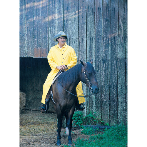 MCR Safety 260CS .35mm PVC/Polyester 60" Rider Coat with Detachable Hood andÂ Corduroy Collar, Yellow