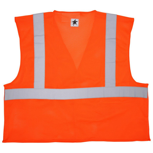 MCR Safety CL2MOPFRM Safety vest, class 2 mesh break away, 2 inch silver, 2 pockets, limited flammability, orange