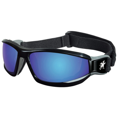 MCR Safety RP118B Reaper 1 Black Frm w/ Strap Blue Dmd Mir