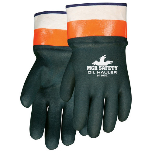 MCR Safety 6410SC Memphis Oil Hauler, Double Dipped Green PVC over Orange, Safety Cuff, Jersey Lined