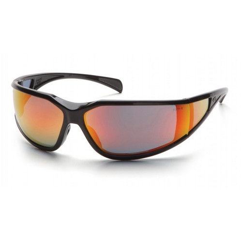 Pyramex Safety SB5155DT Exeter - Glossy Black Frame/Sky Red Mirror Anti-Fog Lens Safety Glasses