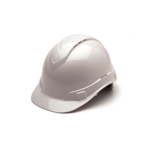 Pyramex Safety HP44116SV Ridgeline Cap Style Vented Hard Hat - Shiny White Graphite Pattern -Ridgeline Cap Style Vented 4 Pt Ratchet Suspension
