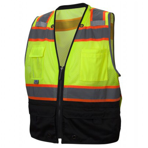 Pyramex Safety RVZ4410B Safety Vest - Hi-Vis Lime ANSI Type R Class 2