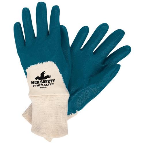 MCR Safety Rough Natural Rubber Latex Coated Gloves, Glove Size: S, Blue 6852S