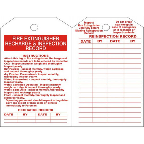 Safehouse Signs LT-205 Fire Extinguisher Tags, 6X3, Laminated Tag