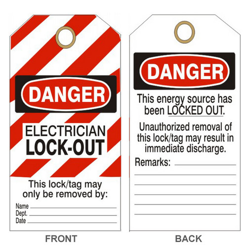Safehouse Signs VT-184 Danger Electrician Lockout Tag, 6X3, Rigid Vinyl