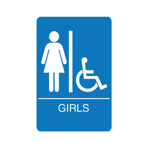 Palmer IS1008-15 Girls Accessible Restroom Sign Blue