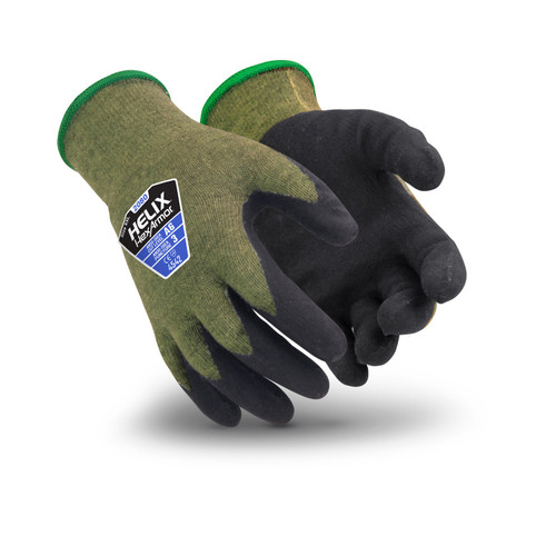 HexArmor 2080 Helix Aramid And Steel Liner With Foam Nitrile Palm Dip, Cut Level A6 Glove