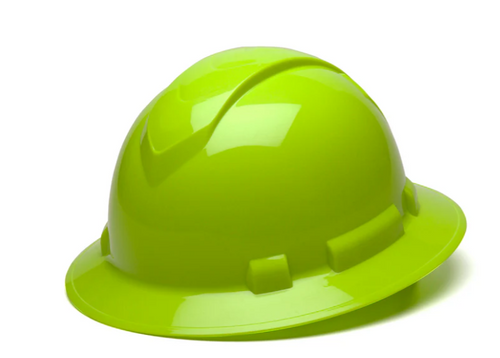 Pyramex Safety HP54131V Ridgeline Full Brim 4 Point Ratchet Hi-Vis Green Hard Hat