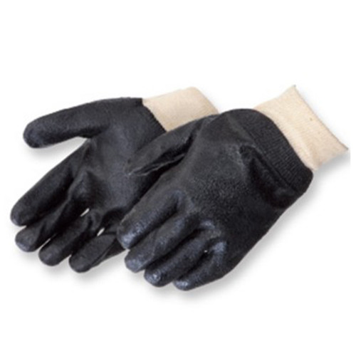 Liberty Safety 2131 Semi-Rough Black PVC Glove With Knit Wrist