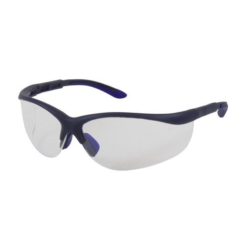 PIP 250-21-0100 Hi-Voltage AC Semi-Rimless Safety Glasses with Blue Frame, Clear Lens and Anti-Scratch Coating