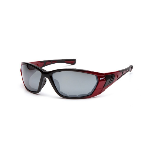 Pyramex Safety SR10870D Silver Mirror Lens with Padded Red Frame