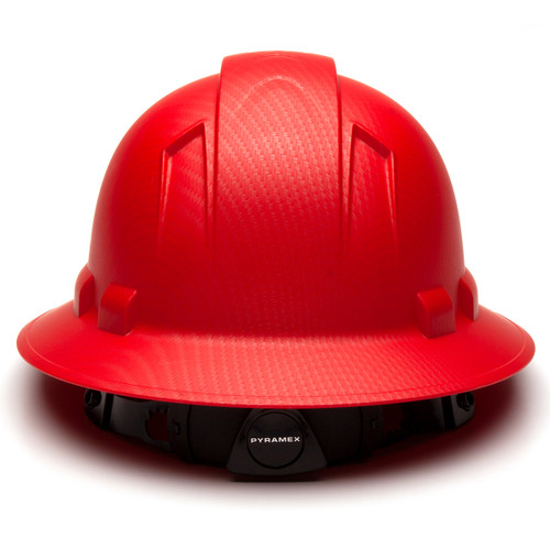 Pyramex Safety HP54121 Ridgeline Full Brim Hard Hat Matte Red Graphite Full Brim 4 Pt Ratchet Suspension