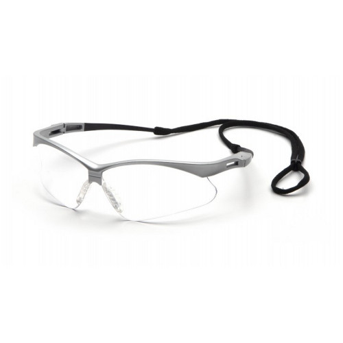 Pyramex Safety SS6310SP PMXTREME - Silver Frame/Clear Lens with Black Cord Safety Glasses