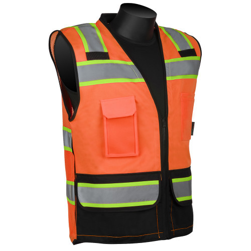 Liberty Safety C16032FB/S Hivizgard Solid Front Mesh Back Surveyor Vest With Black Bottom