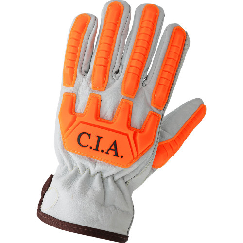 Global Glove CIA7700-S High-Visibility Cut and Impact Resistant Buffalo Leather Drivers Gloves