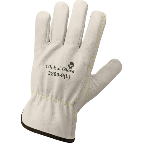 Global Glove 3200-ST Premium-Grade Grain Cowhide Drivers Style Retail Tagged Gloves