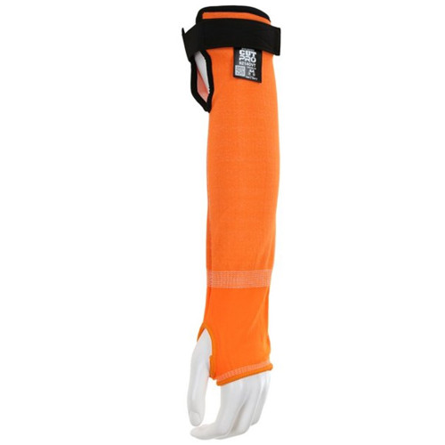 MCR Safety 9214OVT CutPro Cut Resistant Sleeve 13-Gauge HyperMax Hi-Visibility Orange Adjustable Hook and Loop Bicep, ANSI A5, 14 Inch Length