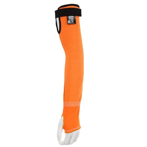 MCR Safety 9218OVT CutPro Cut Resistant Sleeve 13-Gauge HyperMax Hi-Visibility Orange Adjustable Hook and Loop Bicep, ANSI A5, 18 Inch Length