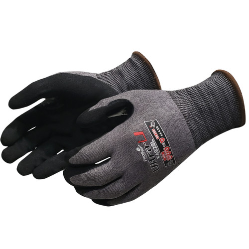Liberty Glove F4928 Ultra-U Black Sandy Nitrile 18G, ANSI A6 Cut Resistant Gloves
