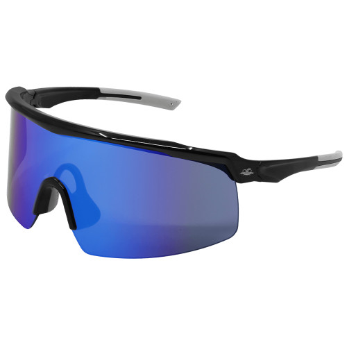 Bullhead Safety BH3259AF - Whipray Blue Mirror Anti-Fog Lens, Shiny Black Frame Safety Glasses