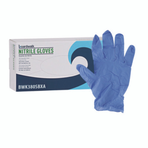 Boardwalk BWK380XLBXA 380 Series Disposable General-Purpose Nitrile Gloves, Powder-Free, X-Large, 4 mil Thick, 18" Long, Blue, 100/Box