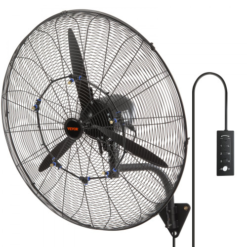Vevor Wall Mount Misting Fan, 30 Inch, 3-speed High Velocity Max. 9500 CFM, Oscillating Industrial Wall Fan