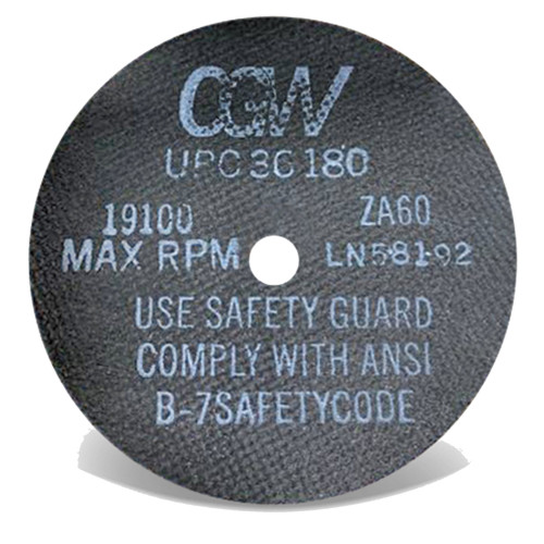 CGW 36175 3" x 1/32" x 1/4" Type 1 60-Grit Zirconia Cutting Wheel